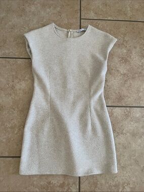 Zara Cream Textured Cap-Sleeve Top
